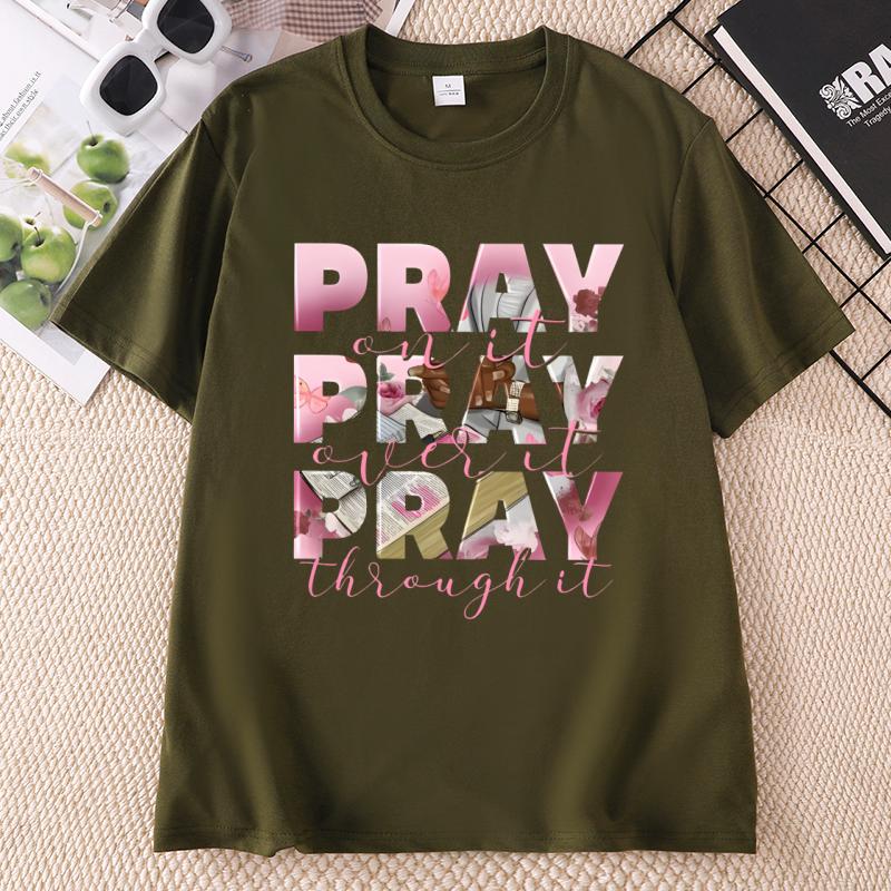 Pray Over It Print TShirt Unisex Casual Crew Neck Short Sleeve Tshirts Unisex And Unisex Casual Summer TShirts Streetwear