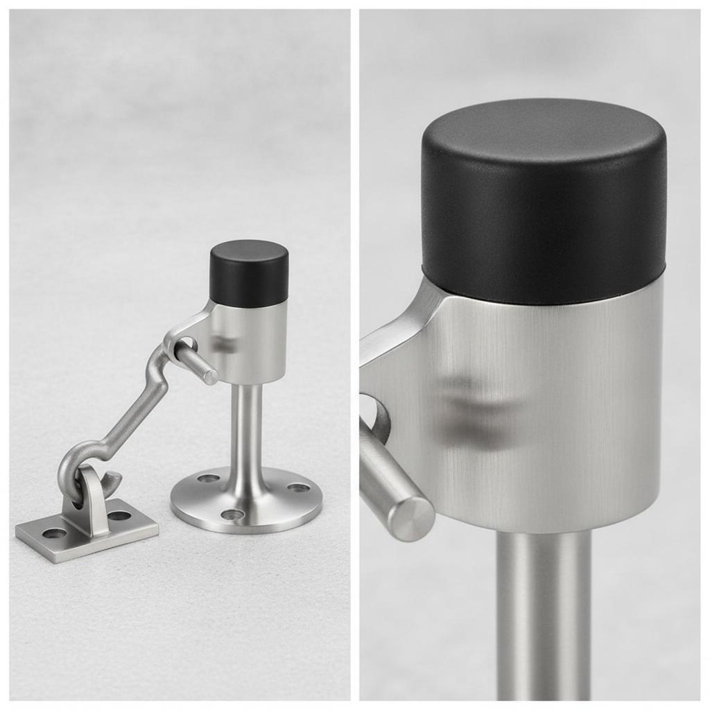 Stainless Steel Door Stopper with Hook Rust Resistant Heavy Duty Mounting Hardware