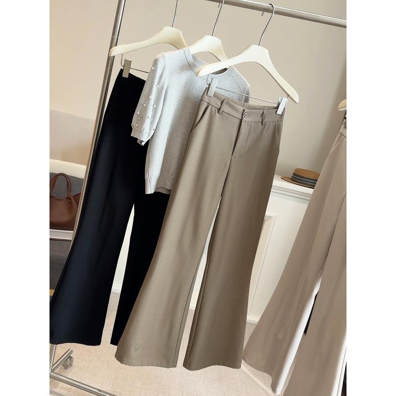 

Temperament versatile wide-leg micro-horn casual suit pants for women, new high-waisted and thin trousers in spring and autumn S