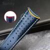 For Citizen Blue Angel 22 23mm Steel Needle Buckle Yellow Line Air Eagle At8020 Jy8078 Men's Arc Genuine Leather Watchbands