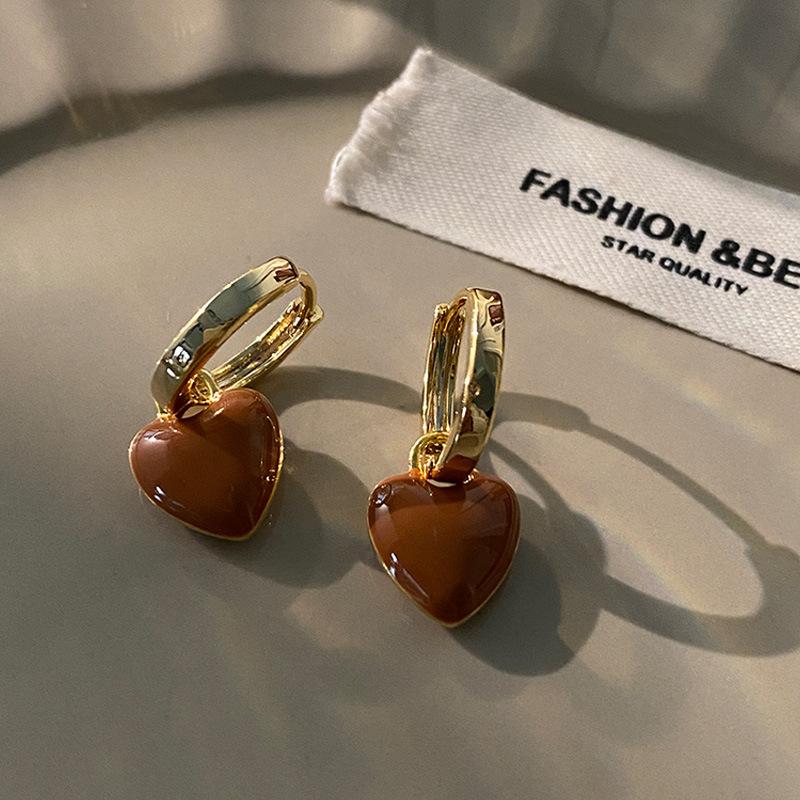 Butterfly Stud Earrings Maillard Geometric Design Niche Earrings French Retro Drip Glaze Earrings Women