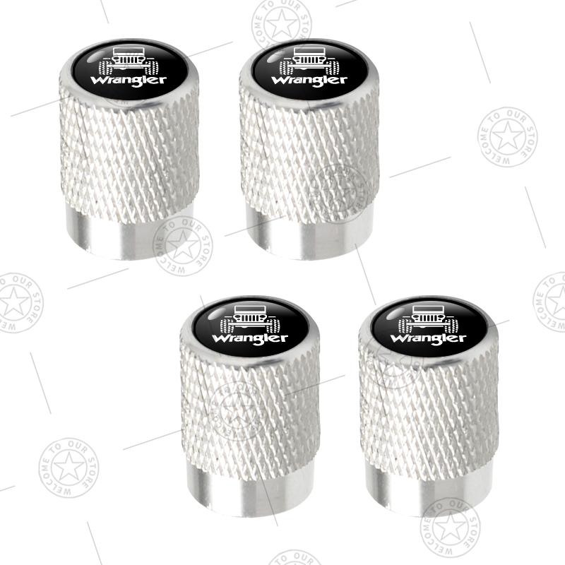 4pcs For Jeep Wrangler Renegade Cherokee Off-Road Vehicle SUV Logo Car Wheel Tire Valve Caps Air Stem Aluminum Accessories ANS1
