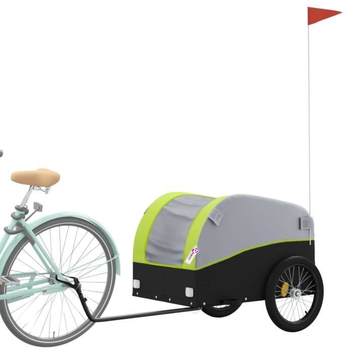 Remorque de vélo - Non spécifié - Noir et vert - Capacité 45 kg - Pour adulte - Polyvalente