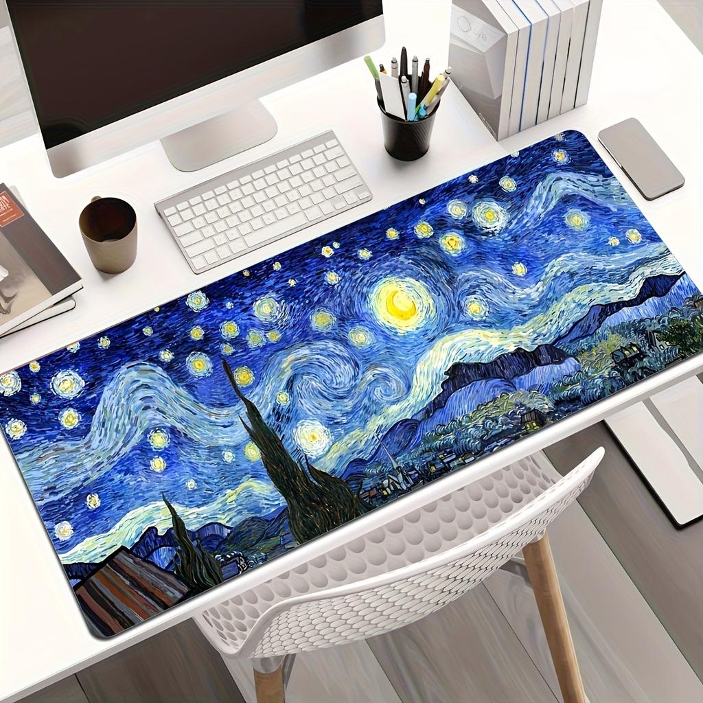 Van Gogh art style Starry Night Large Mouse Pad Desk Mat Non-Slip Stitched Edge gaming mats pc accessories keyboard mousepads