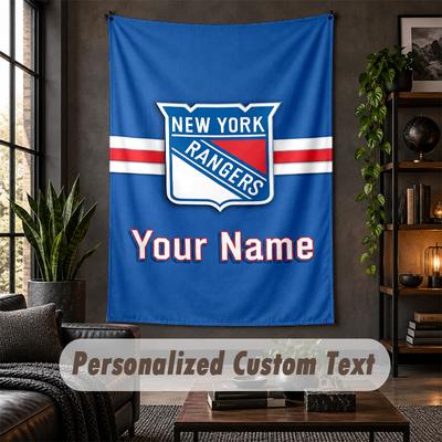 Personalized Wall Tapestry,New York Rangers Custom Text, Soft Fabric Wall Art For Indoor Decoration