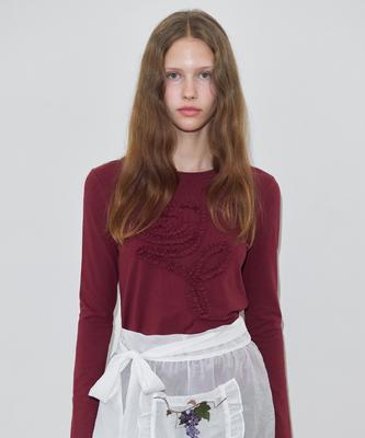 SINOON Rose Frill Long Sleeve (Burgundy)