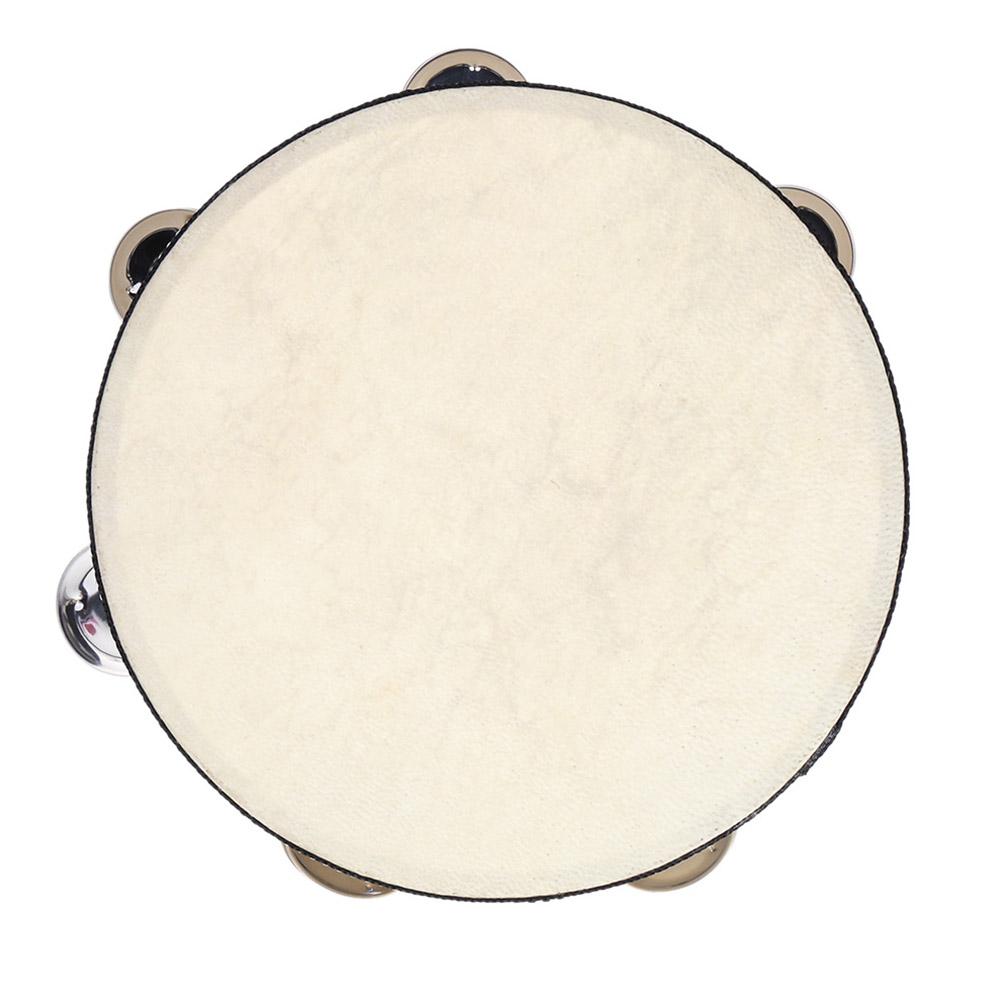 8" Hand Held Tambourine Drum Bell Birch Metal Jingles Percussion Musical Educational Toy