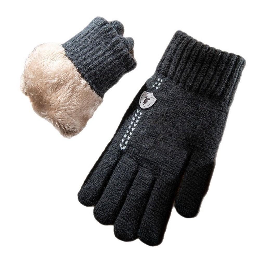 Thickened Plush Touch Screen Gloves Cold Proof Driving Gloves Fashion Knitted Gloves Men