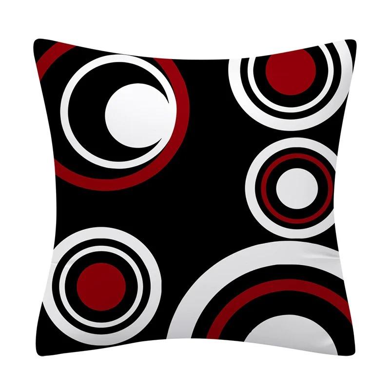 Geometric Red and Black Wave Decorative Pillowcase Car Ornaments Office Living Room Sofa Home Pillowcase