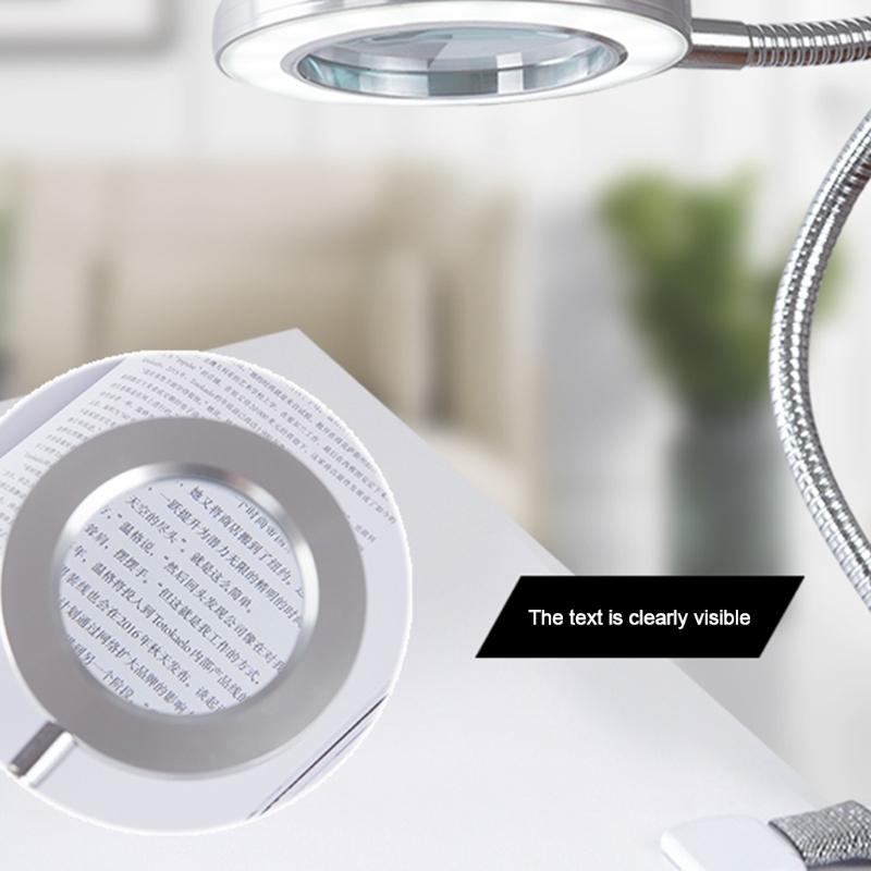 10X Glass Lamp with Light Magnifier Light with Clip Adjustable Flexible Lamp with USB Powered G5AB