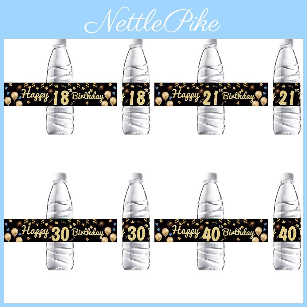 Adult Party Bottle Stickers Kit With Black Gold Finish For Age Milestone And Halloween Events