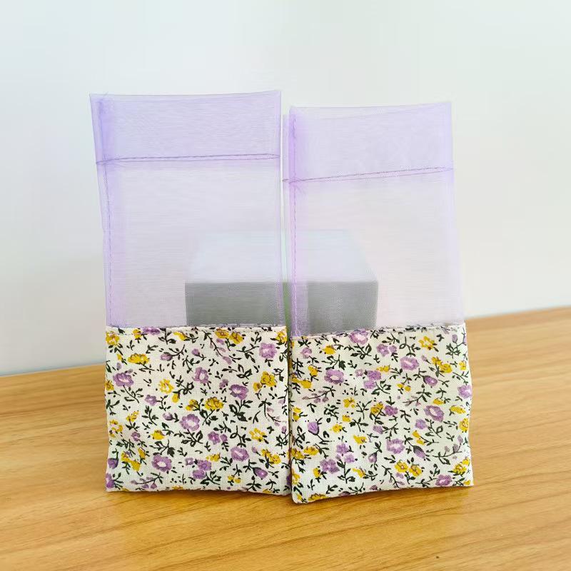 Lavender Sachet Double-Sided Printed Gauze Car Deodorizer & Wardrobe Scented Cotton Bag