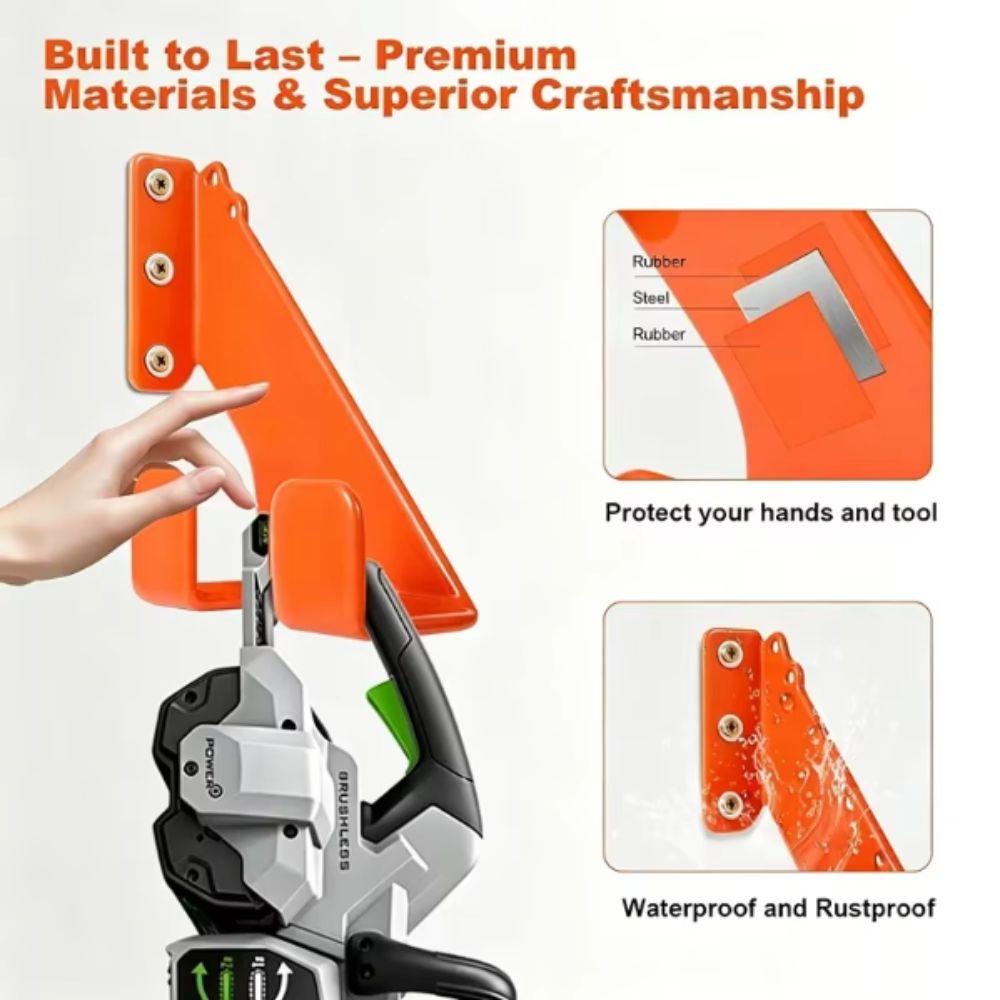 Heavy-Duty Chainsaw Holder Metal Chainsaw Hanger Premium Wall-Mounted Bracket Lawnmower Racks
