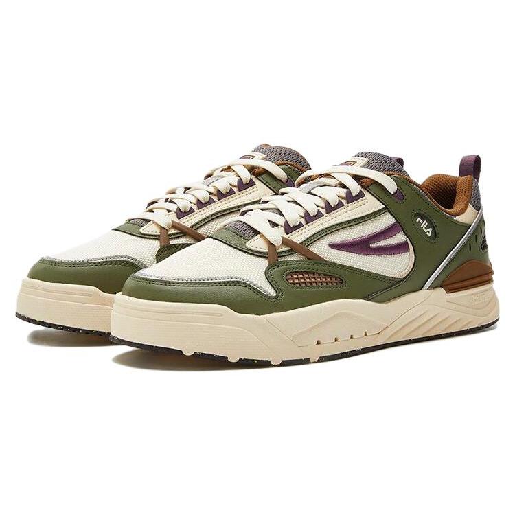 FILA SLAM Leather Slip Resistant Abrasion Resistant Low top Skateboard Shoes Men's White Green F12M321203FTO