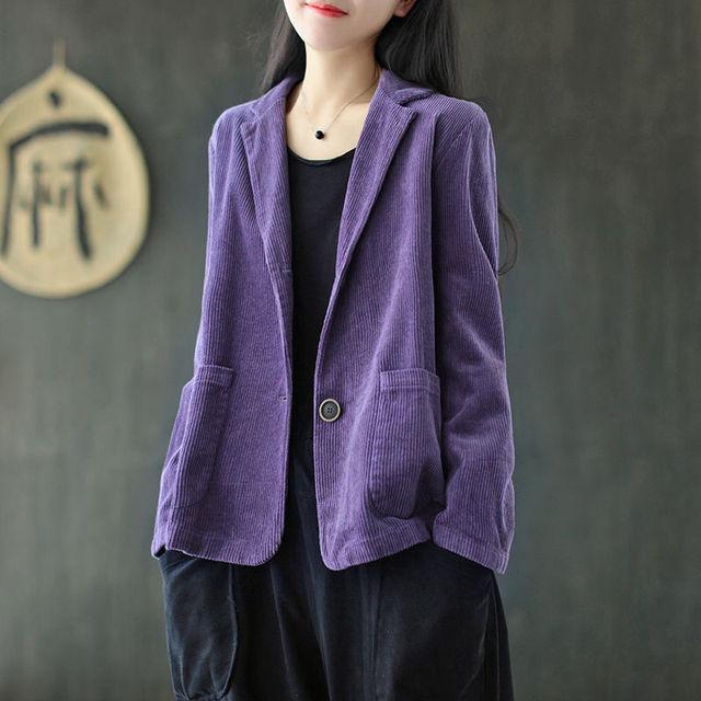 Harajuku Corduroy Jackets Korean Cute Solid Color Long Sleeve Lapel Neck Breasted Casual Double Pocket Cardigan Coat