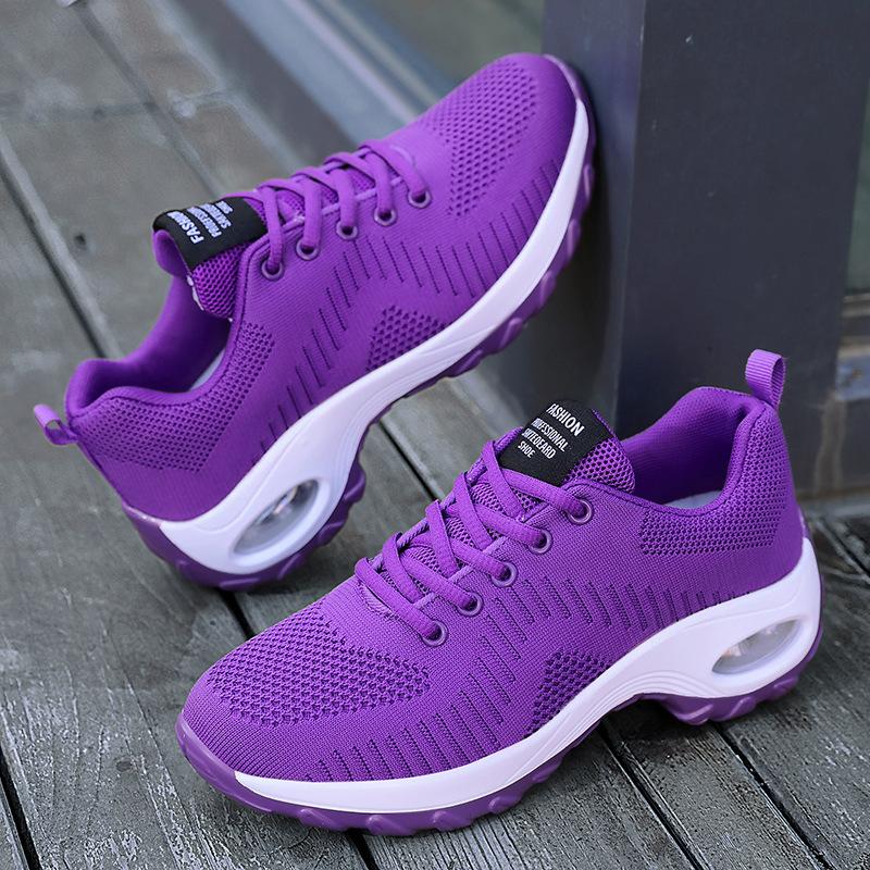 New Air Cushion Women's Shoes Platform Rocking Shoes Women's Sports Fashion Versatile Flying Woven Casual Shoes