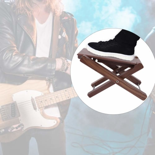 Black Walnut High Strength Wooden Footstool Guitar Footstool for Guitar Players and Music Lovers
