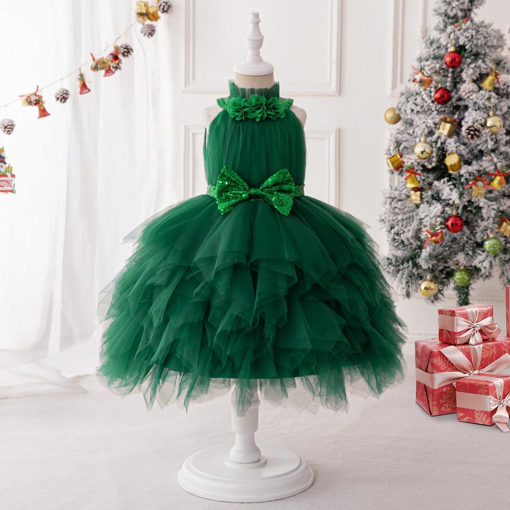 Girls Dress Santa Claus Snowflake Skirt Children's Skirt Cartoon Princess Dress Christmas Costumes