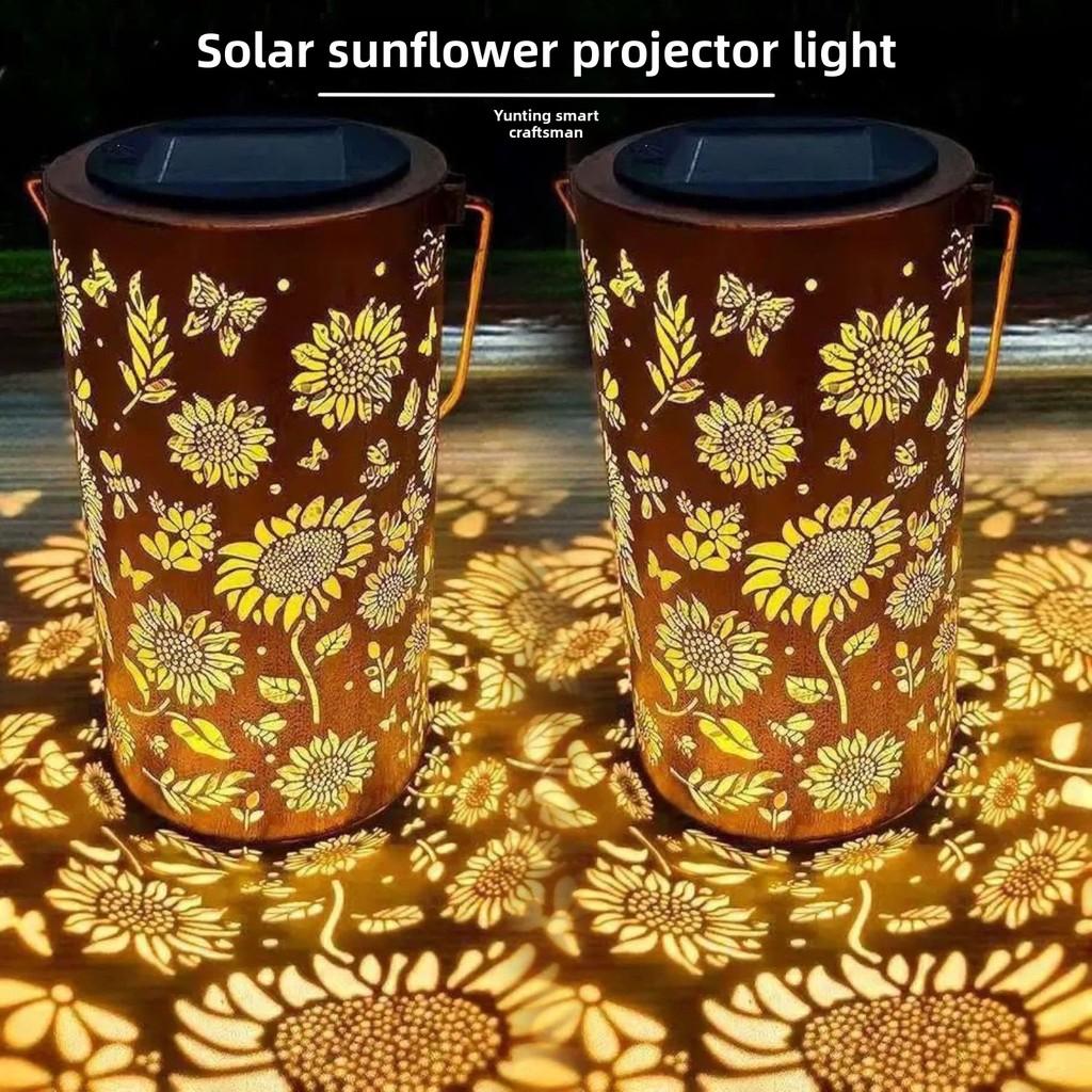 Sonnenblumen-Solar-Gartenleuchte mit Metallskulptur für die Außendekoration des Gartens