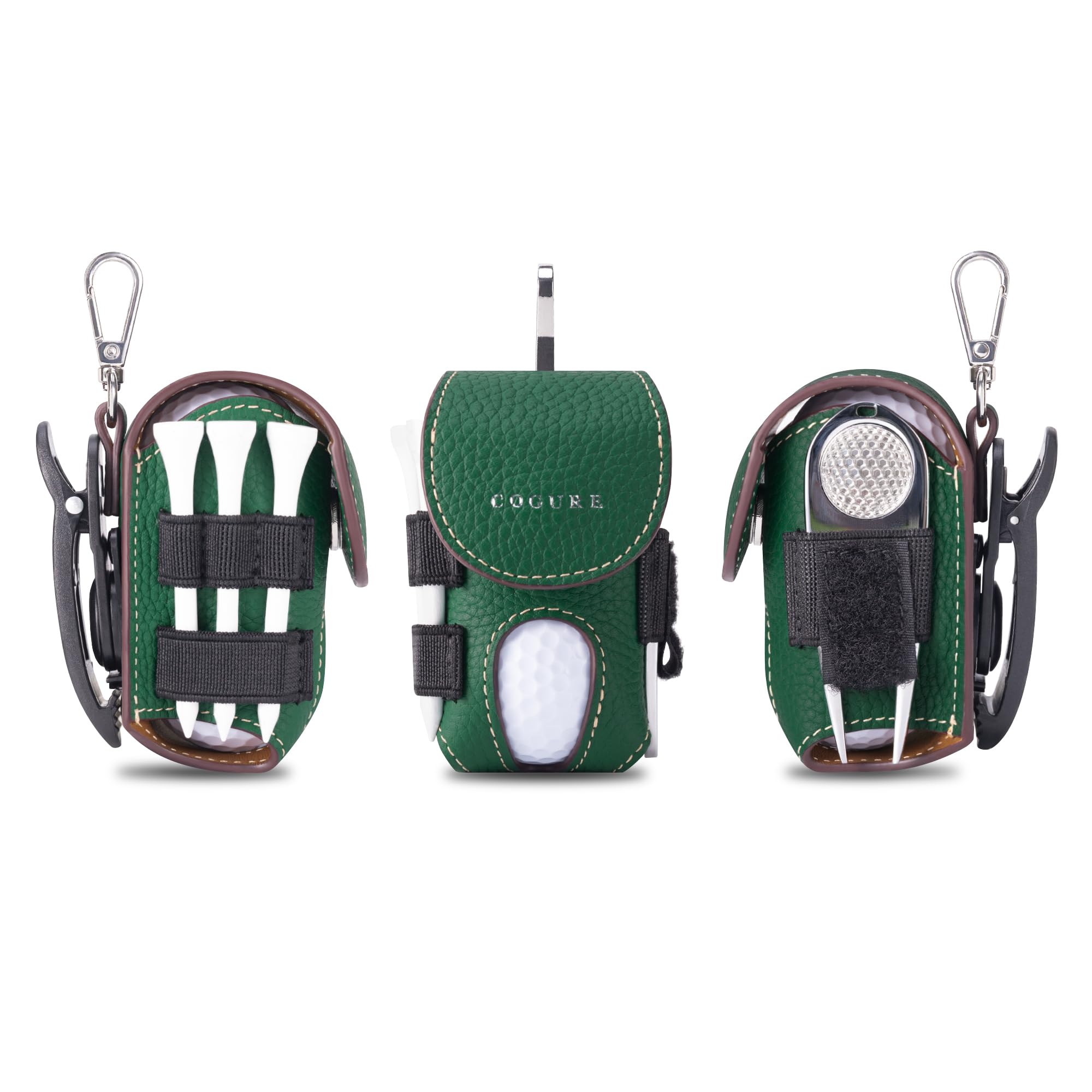 

COGURE Мяч для гольфа Оригинальный Вмещает 2 Ти Грин Перчатка Поворотный Подарочная коробка Левое бедро Зеленый чехол, Кожа, Мужской, Женский, Мячи, Хранение, Вилка, Маркер, Держатель, зелёный