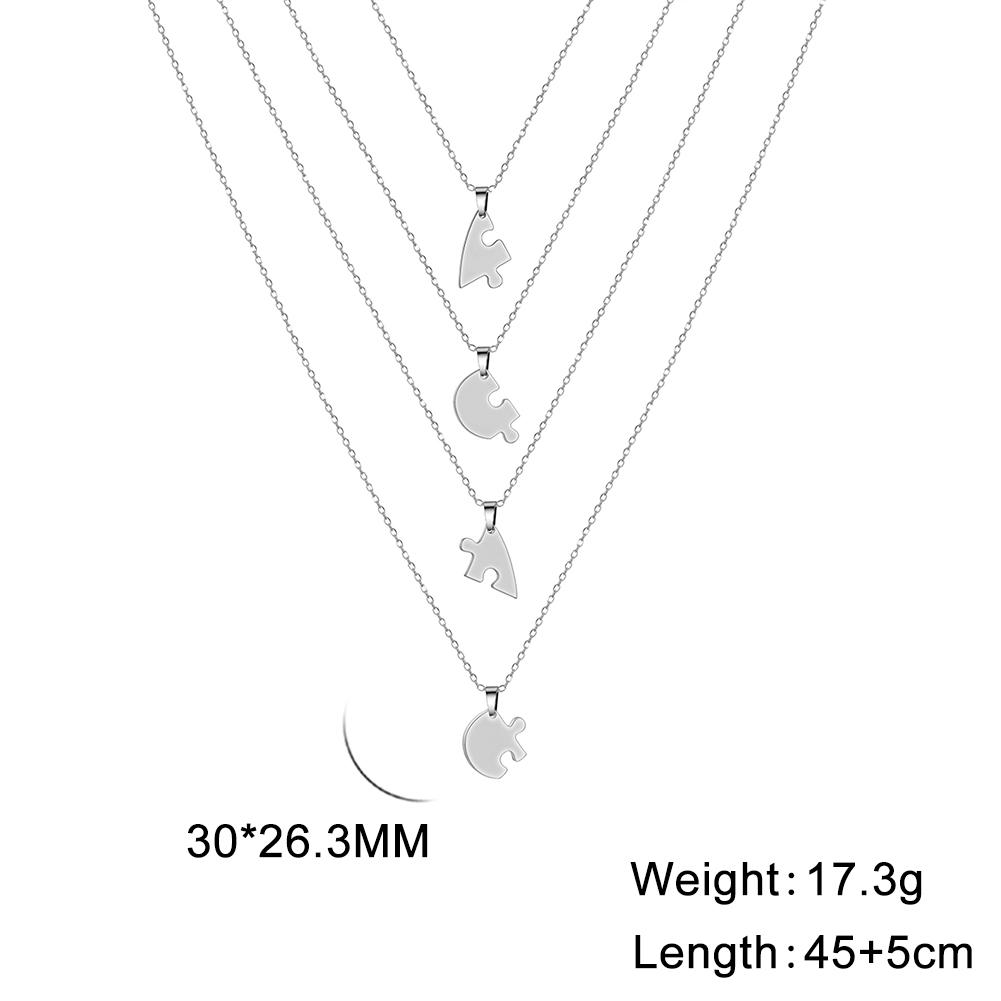 Lemegeton Customized Name Heart Puzzle Necklace 2-6Pcs Stainless Steel Jewelry Family Name Love Pendant Friendship New Year Gift