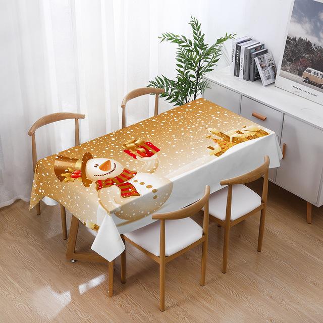 Christmas Tablecloths Holiday Decorations Santa Claus Printed Home Kitchen Table Stain -Resistant Tablecloths  Year Gifts