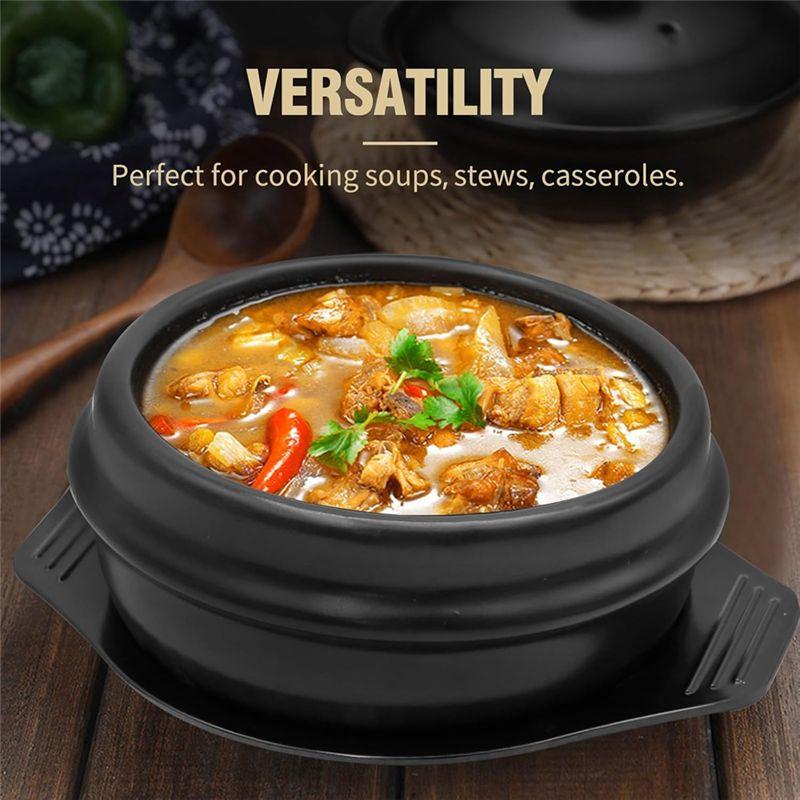J1UL1N Korean Stone Bowl With Tray Clay Cooking Pot Soybean Paste Soup, Samgyetang