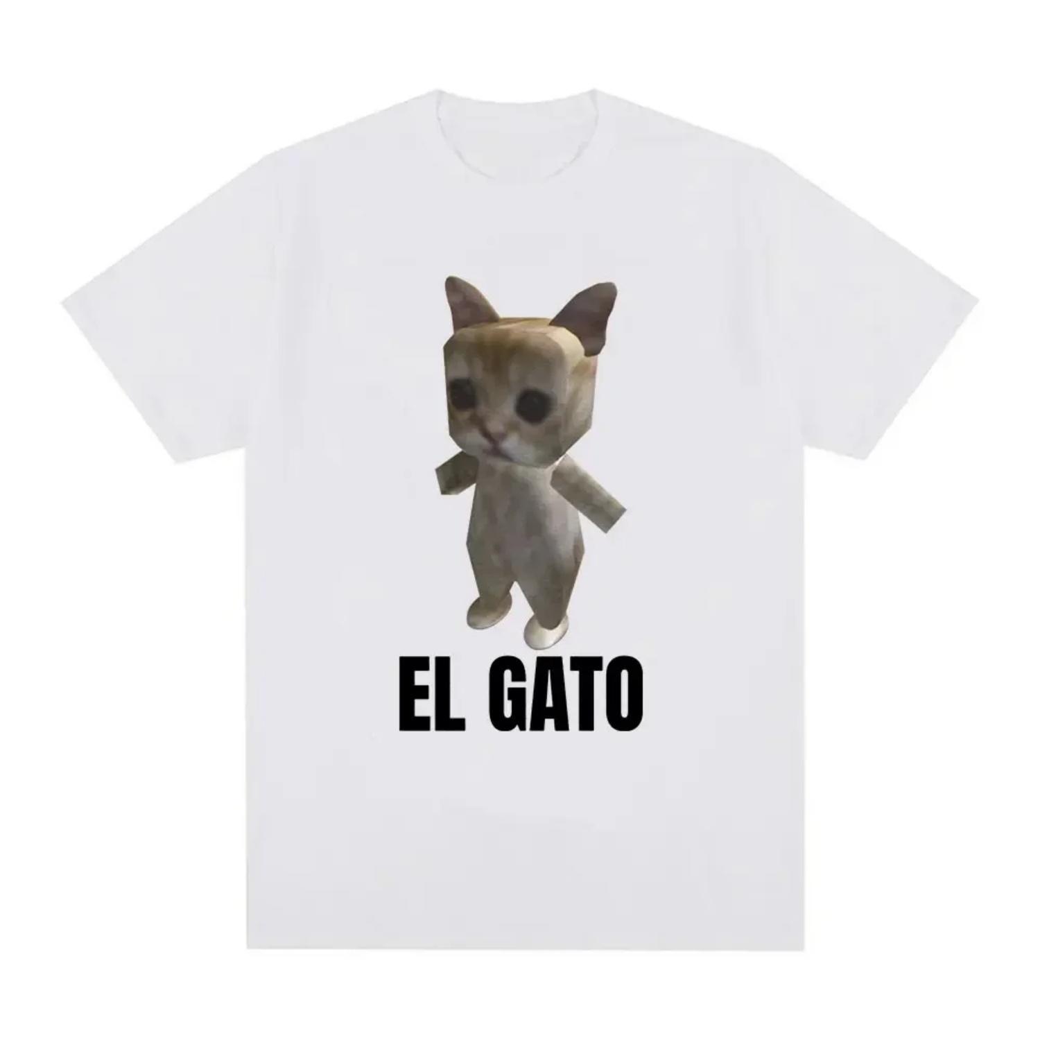 

El Gato Sad Crying Cat Munchkin Kitty Meme T-shirt Womens Fashion Short Sleeved T-shirt T-shirt Street Wear Casual Tops XXXXXL білий