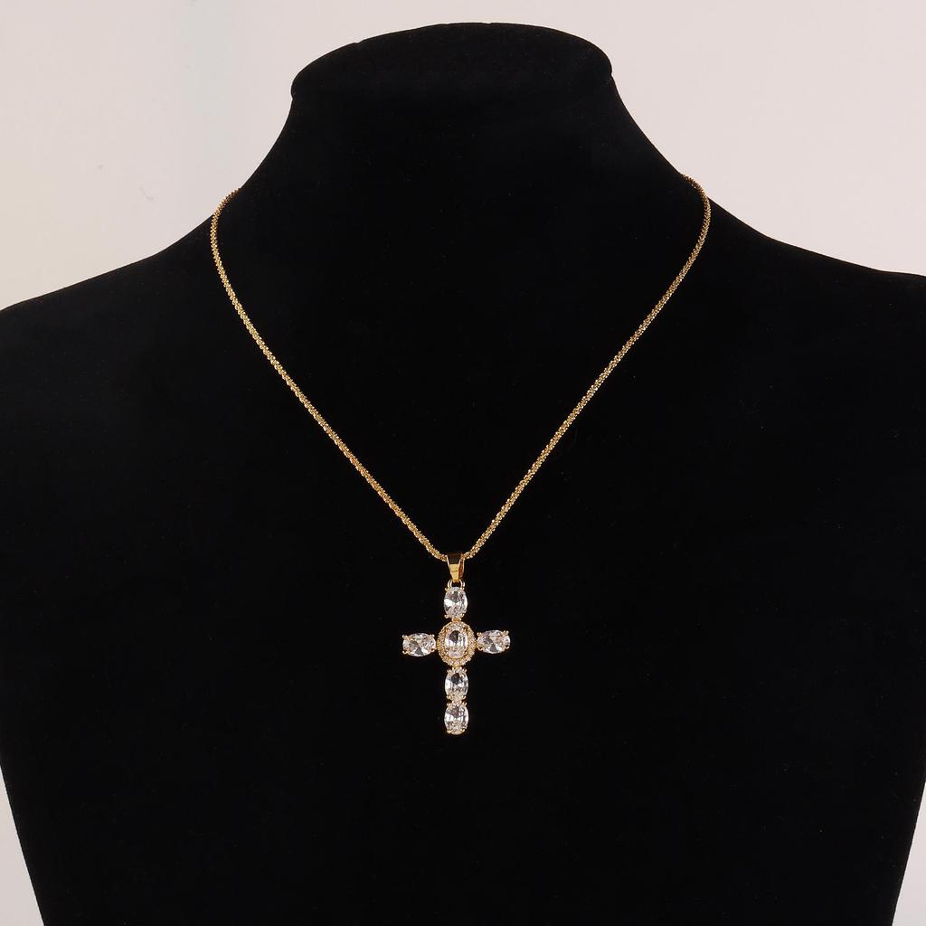 Elegant Zircon Cross Necklace - Luxury Niche Design, Versatile Sweater Chain