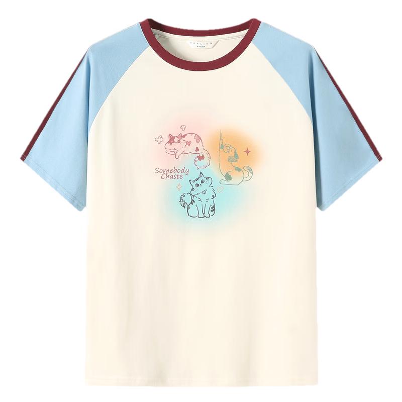 TonLion 2026 Summer Women s Patterned Short Sleeve T-Shirt M