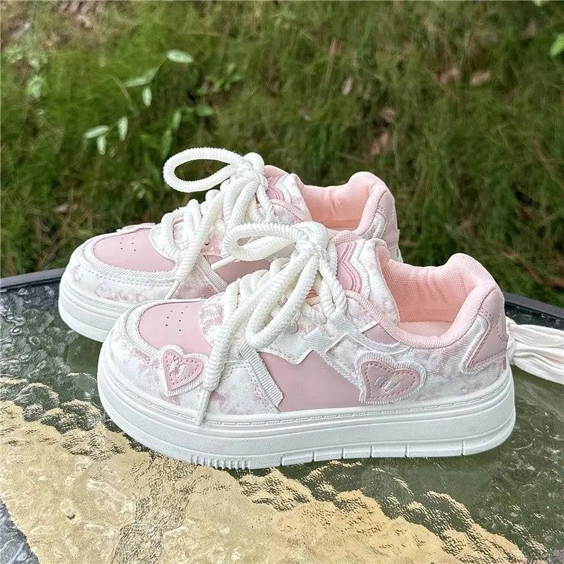 Fashion Lace Up Round Toe Shoes for Women Casual Korean On Offer 2025 New High Quality Vulcanized Shoe Trends Cheap 39 Woman Footwear