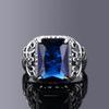 CopperRings Sapphire Zircon Women Hollow Out Design Fine Jewelry Bridal Wedding Engagement Ring Accessory