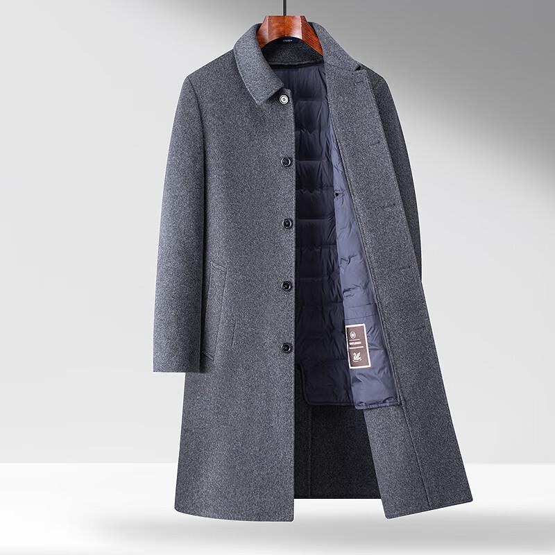 FAPAI Men's Long Business Wool Blend Overcoat