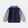 Boys Embroidered Turn Down Collar Patchwork Long Sleeve Casual Kids Sweatshirt