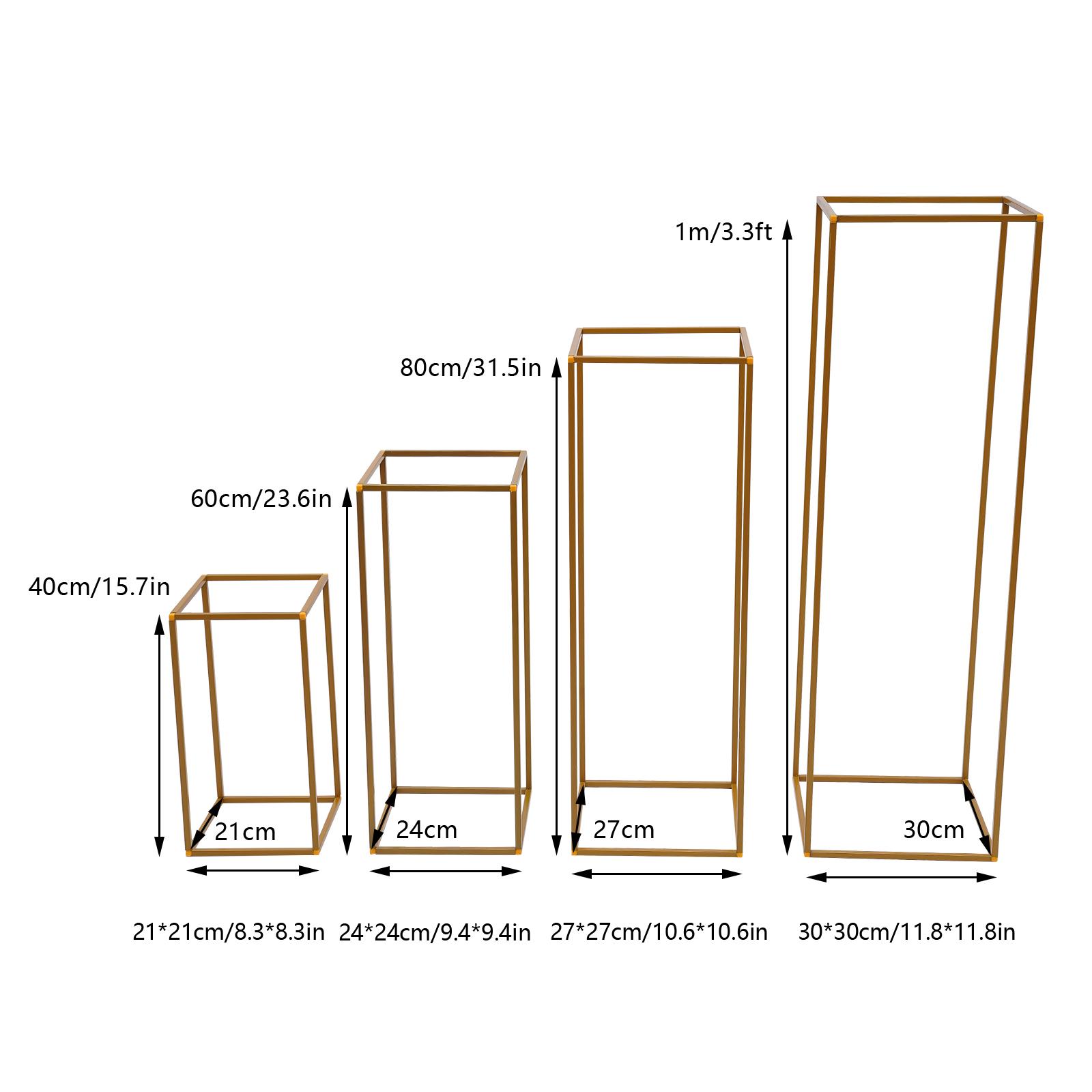 4Pcs/8Pcs Gold Frame Backdrop Stand Rectangular Metal Flower Rack For Wedding Birthday Party Backdrop Decor M