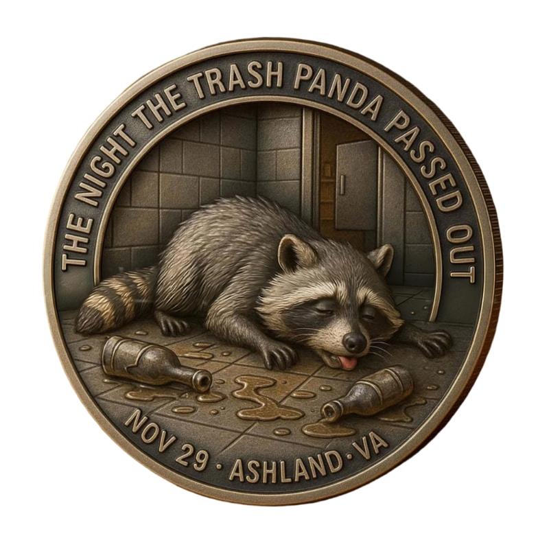 Alloy Trashed Panda Incident Challenge Coin Hilarious Challenge Funny Raccoons Drinking Emboosed Coin For Collection Gift