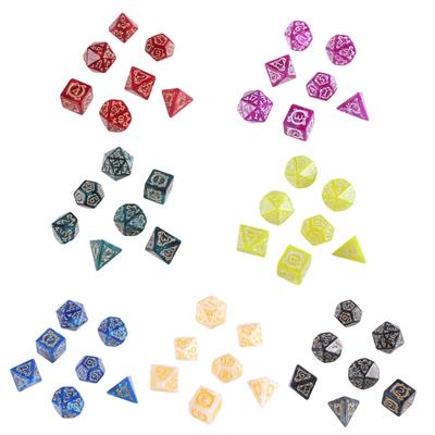 7Pcs Acrylic Polyhedral Dices Multi-Sided Game Dices Dragon Pattern Board Game Dices for Role Playing Table Game