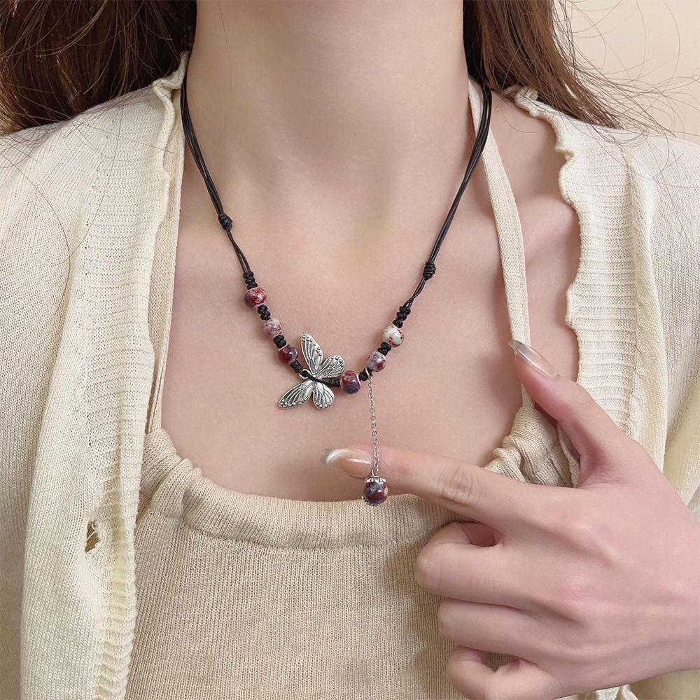 

And Art Women s Accessories Beads Necklace Butterfly Chain Pendant Chinese Ethnic Jewelry