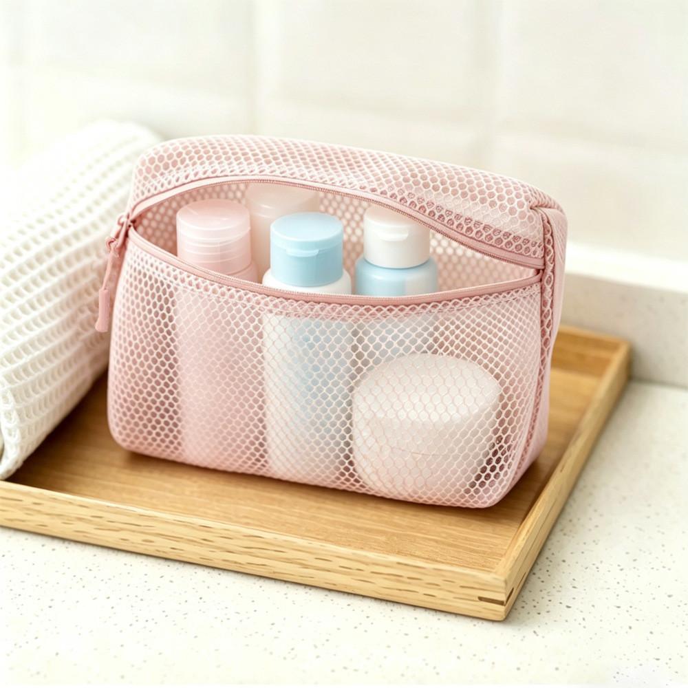 Makeup Organizer Bag For Travel With Breathable Polyester Fabric Large Capacity Compact Travel Cosmetic Case