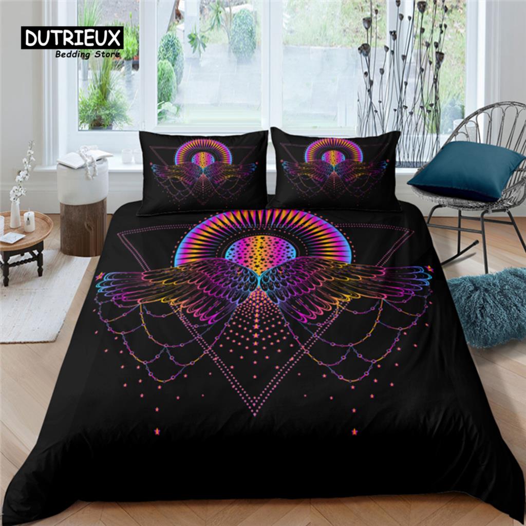 Luxury 3D Wing Print Home Living Comfortable Duvet Cover Pillowcase Kid Bedding Set Queen And King Eu/Us/Au/Uk Size