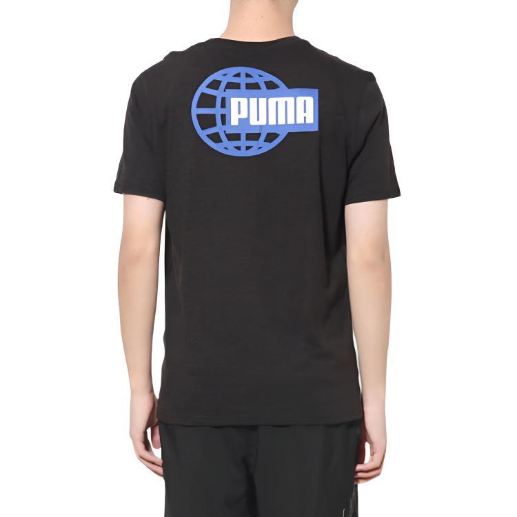 Puma Retro Logo Print Running Sports Fitness Crew Neck Short Sleeve T-Shirt Men Tops Black 523751-01