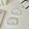 1pc Ins Contact Lens Box Portable Transparent Minimally Integrated Companion Box Girls Travel Contact Lens Case with Tweezers