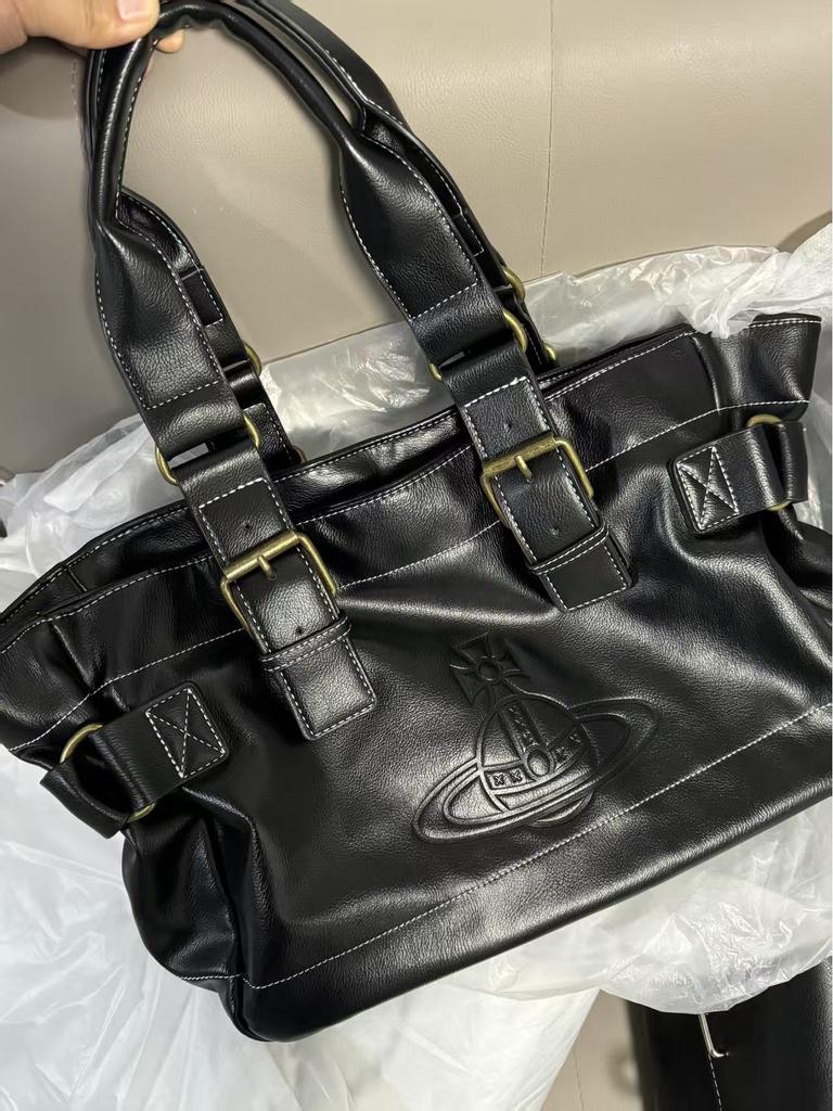 Vintage Rindsleder Litschi-Narben Tragetasche - Retro Unterarmhandtasche mit großer Kapazität