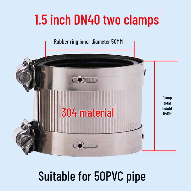 Heavy-Duty Stainless Steel and Cast Iron Flexible Pipe Clamp for Sewer and Drain Pipes