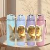 1PC Little Angel White Wing Art Print 750ml Color Plastic Sports Water Bottle Leakproof Flip Straw Lid Suitable for Sports Office Home Use