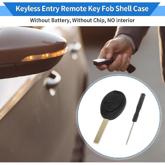Key Shell Case for Mini Cooper 2002-2005 Keyless Entry Remote Key Fob Replacement Case 2 Buttons