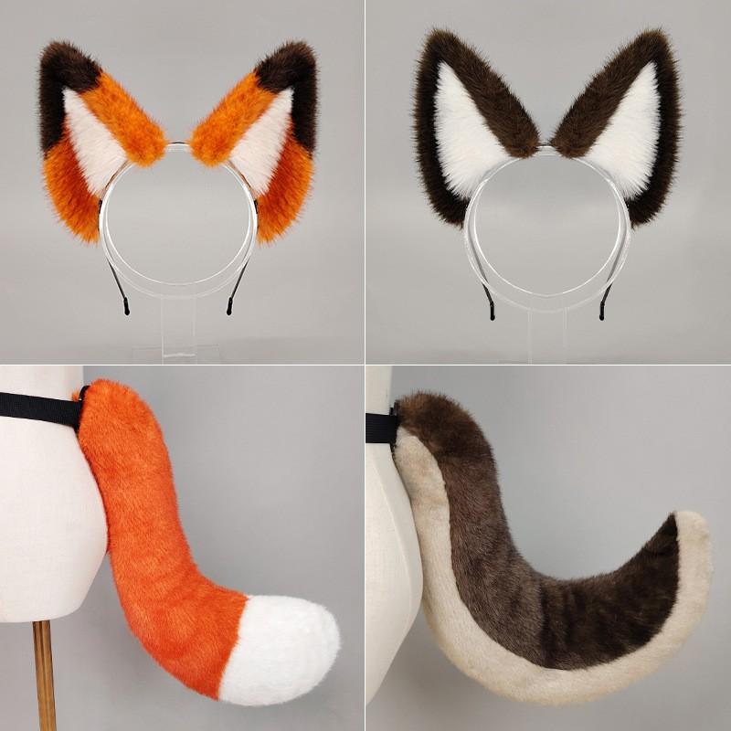 Anime Cosplay Set Adults: Dog Ear Headband Fox Tail Japanese Style Cartoon Costume Accessories