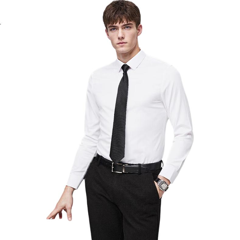 FIRS 200-count Satin DP Non-Iron Men's Long Sleeve Business Formal Pure Cotton High-End Shirt Light Sky Blue 41