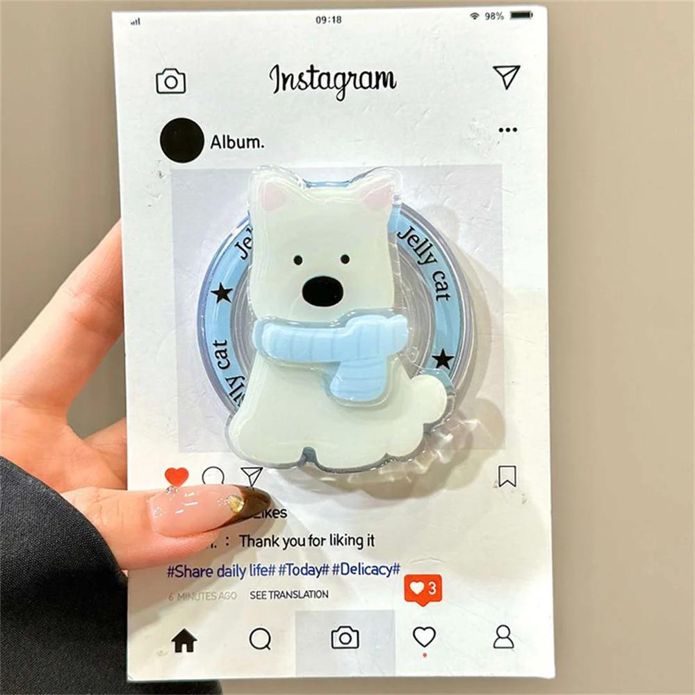 

Cute Cartoon 3D Scarf Puppy Penguin For Magsafe Griptok Holder Phone Case Stand Support For iPhone 16 Samsung S25 Girl Bracket
