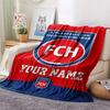 1 Stück FC Heidenheim Wappen Benutzerdefinierter Name Gemustert Flanelldecke Geeignet für Alle Jahreszeiten Für Heimdekoration Wärme Und Komfort Geschenke Feiertagsgeschenk